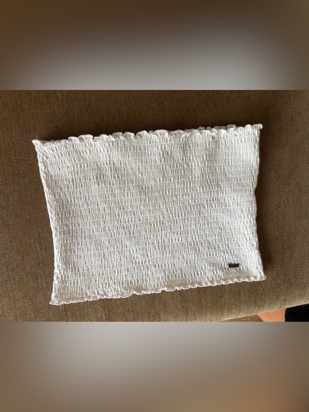 Hollister White Smocked Tube Crop Top